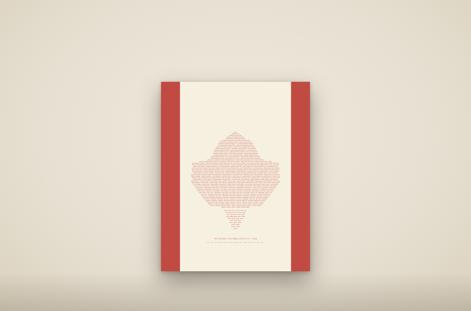Unframed cream and red Official Leaf print floating against a warm neutral backdrop